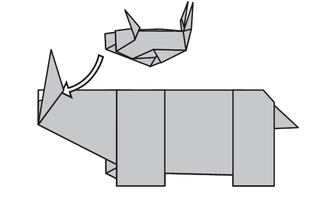 折り紙の立体動物作品 サイ 体 作り方 折り方