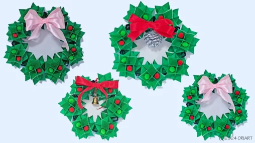 簡単オシャレなクリスマスリースを折り紙で手作り